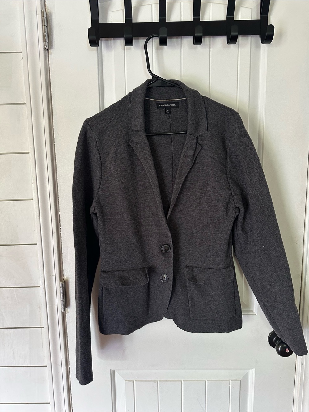 Banana Republic Charcoal Gray Knit Blazer - Two-Button Patch Pockets